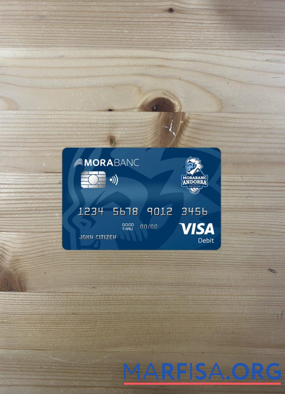 Realistic Andorra Morabank Visa debit photolook front example